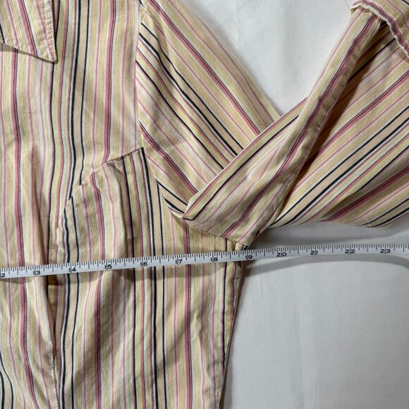 Riders by Lee Pastel Striped Button-Up Shirt Size M 3/4 Sleeves - Picture 3 of 5